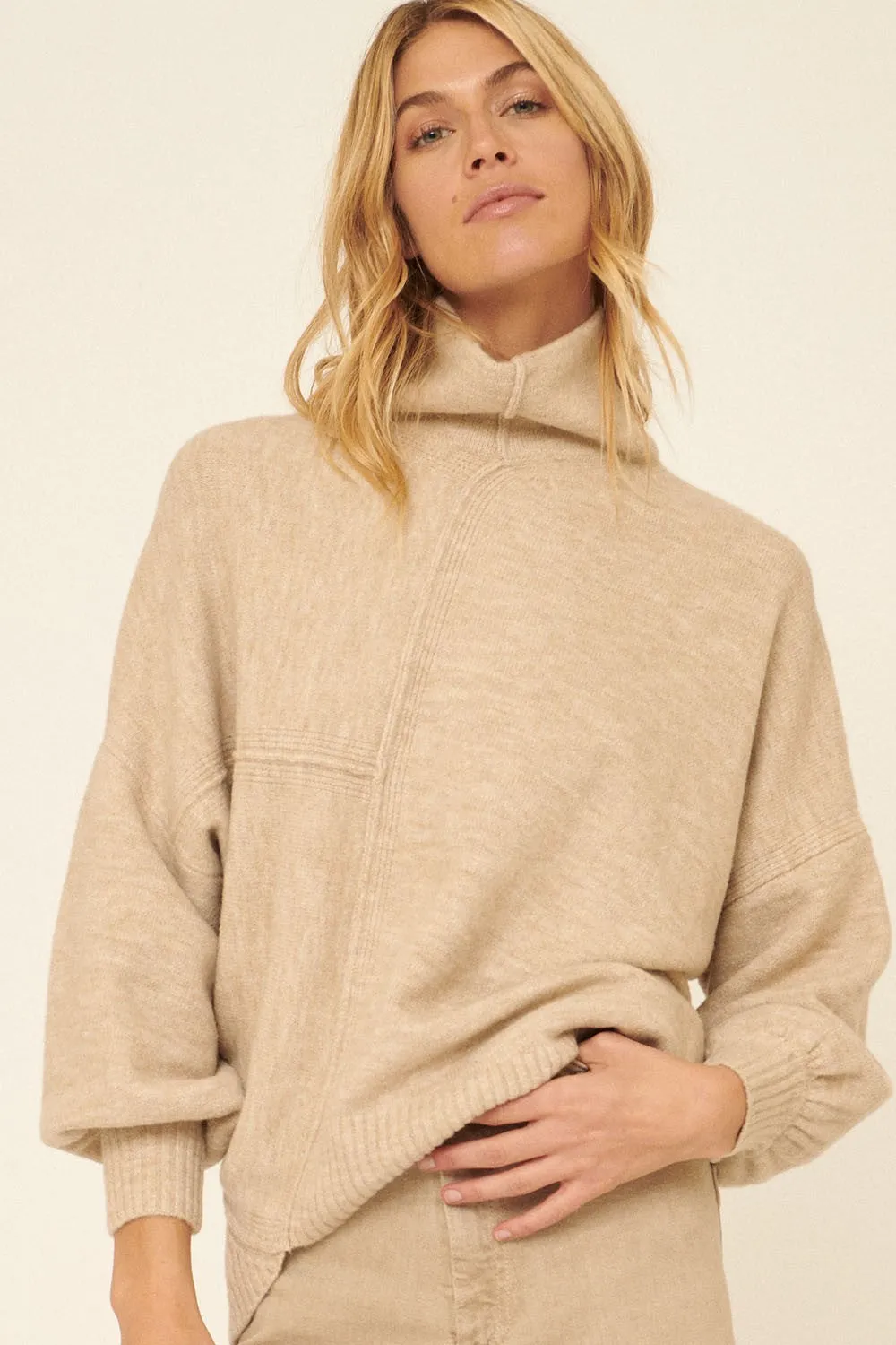 Turtleneck Drop Shoulder Sweater