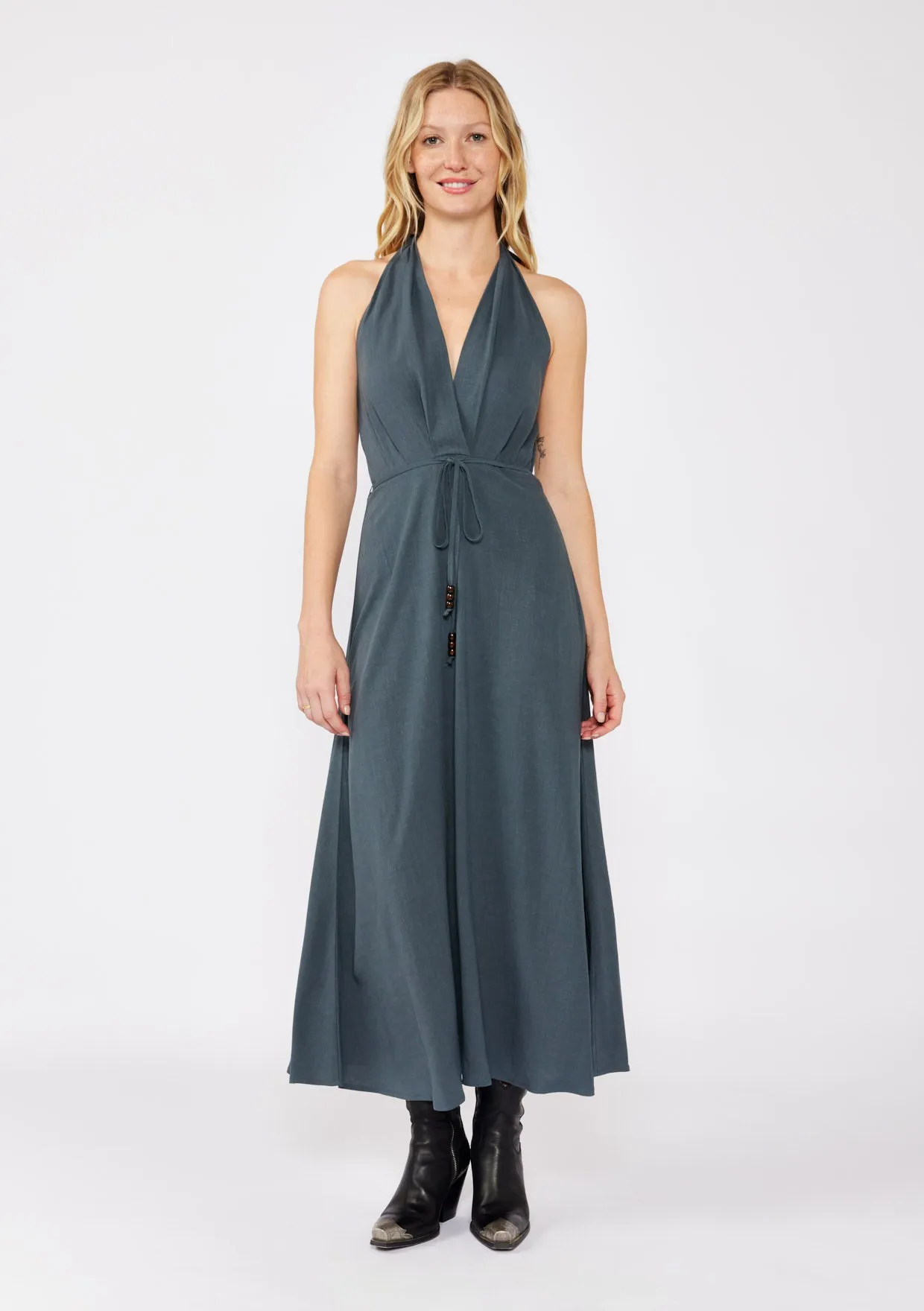 V-Neck Halter Maxi Dress