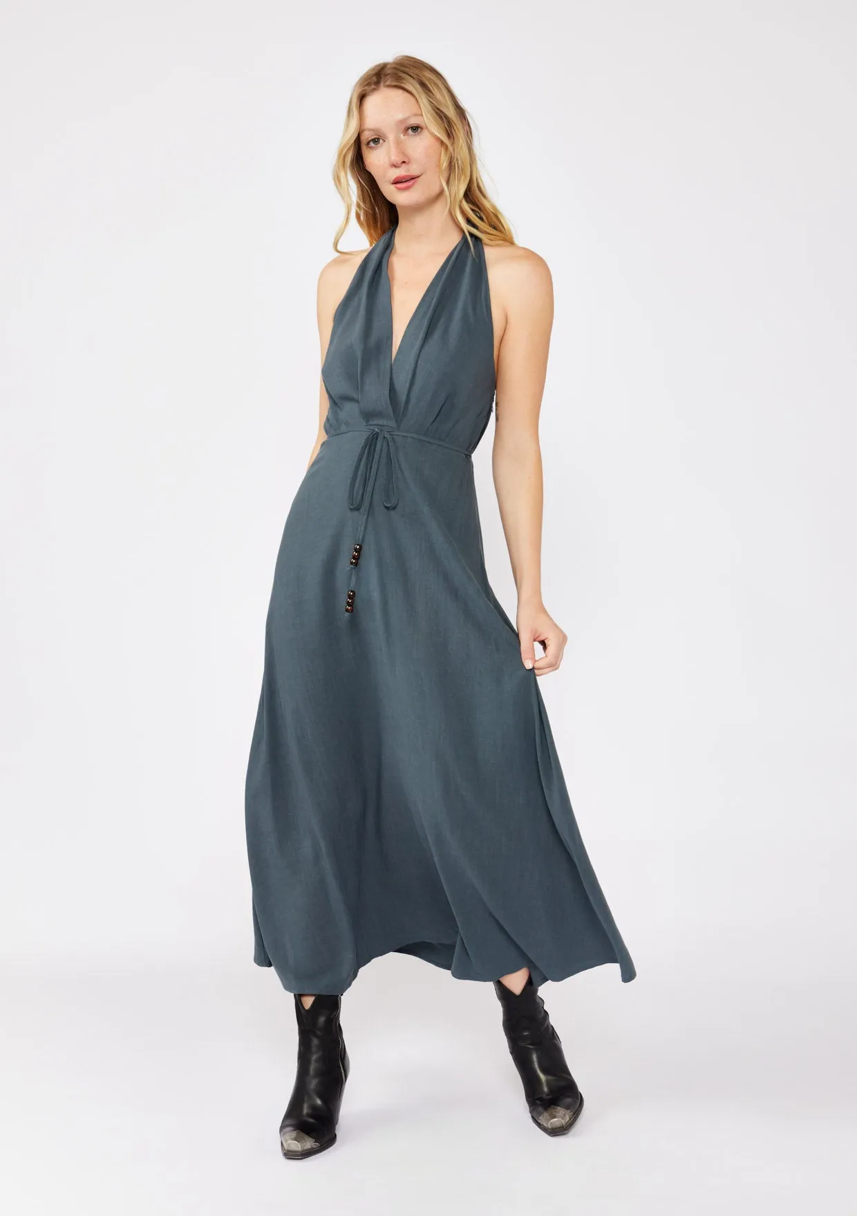 V-Neck Halter Maxi Dress
