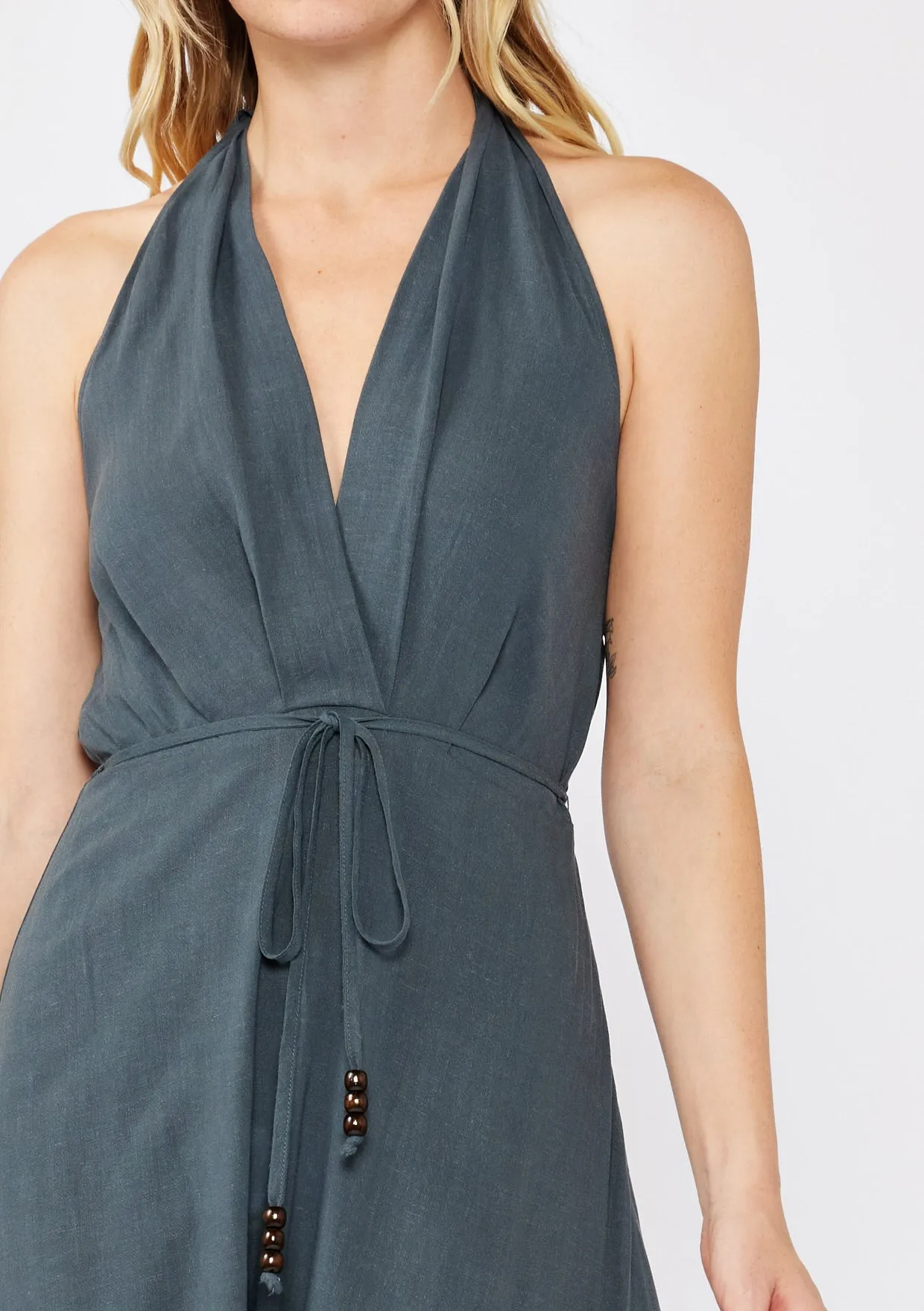 V-Neck Halter Maxi Dress
