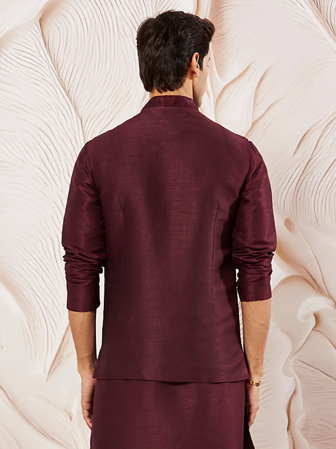 VASTRAMAY Men's Maroon - Nehru Jacket