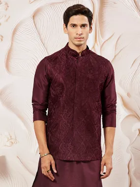 VASTRAMAY Men's Maroon - Nehru Jacket