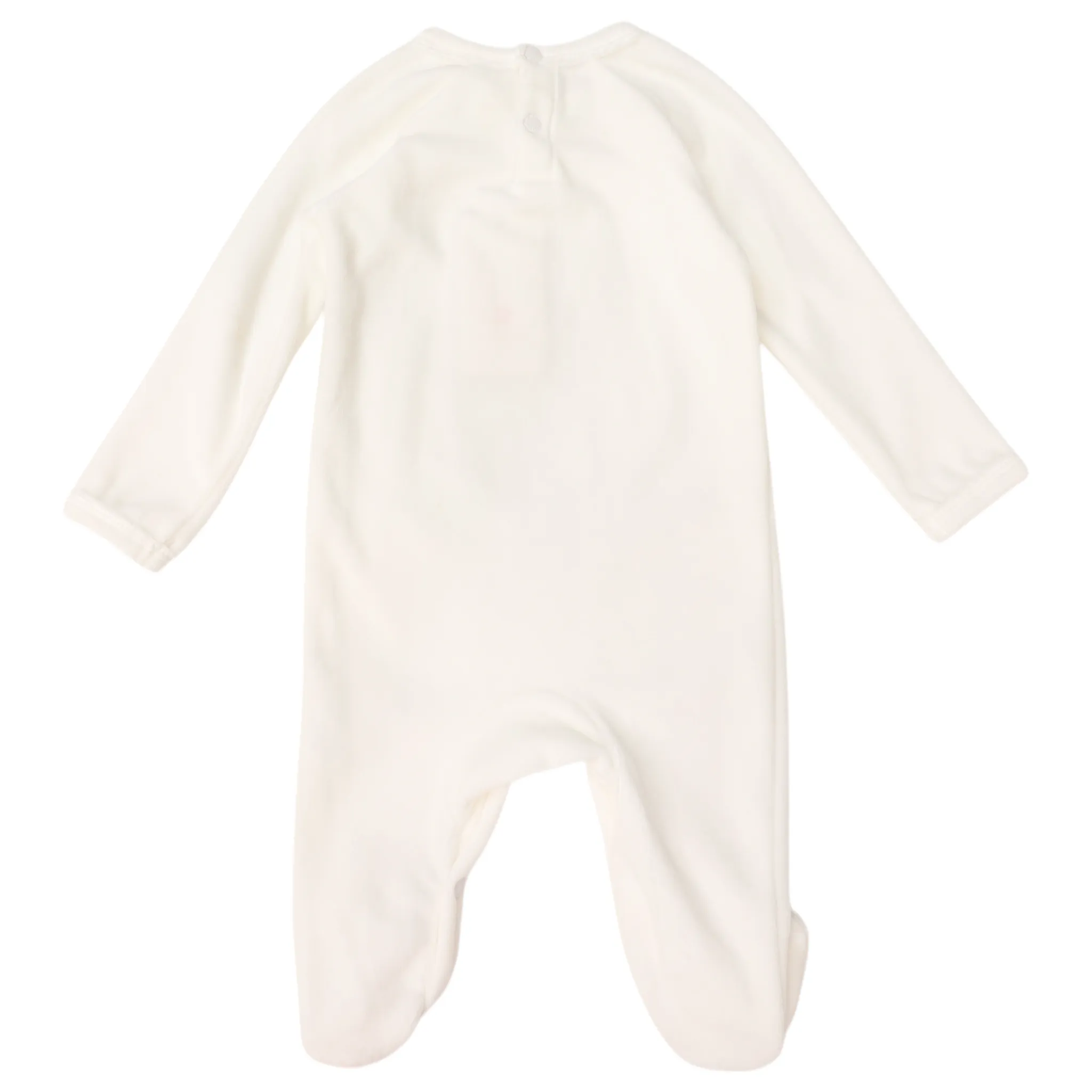 Velour Romper with Bunny Applique White