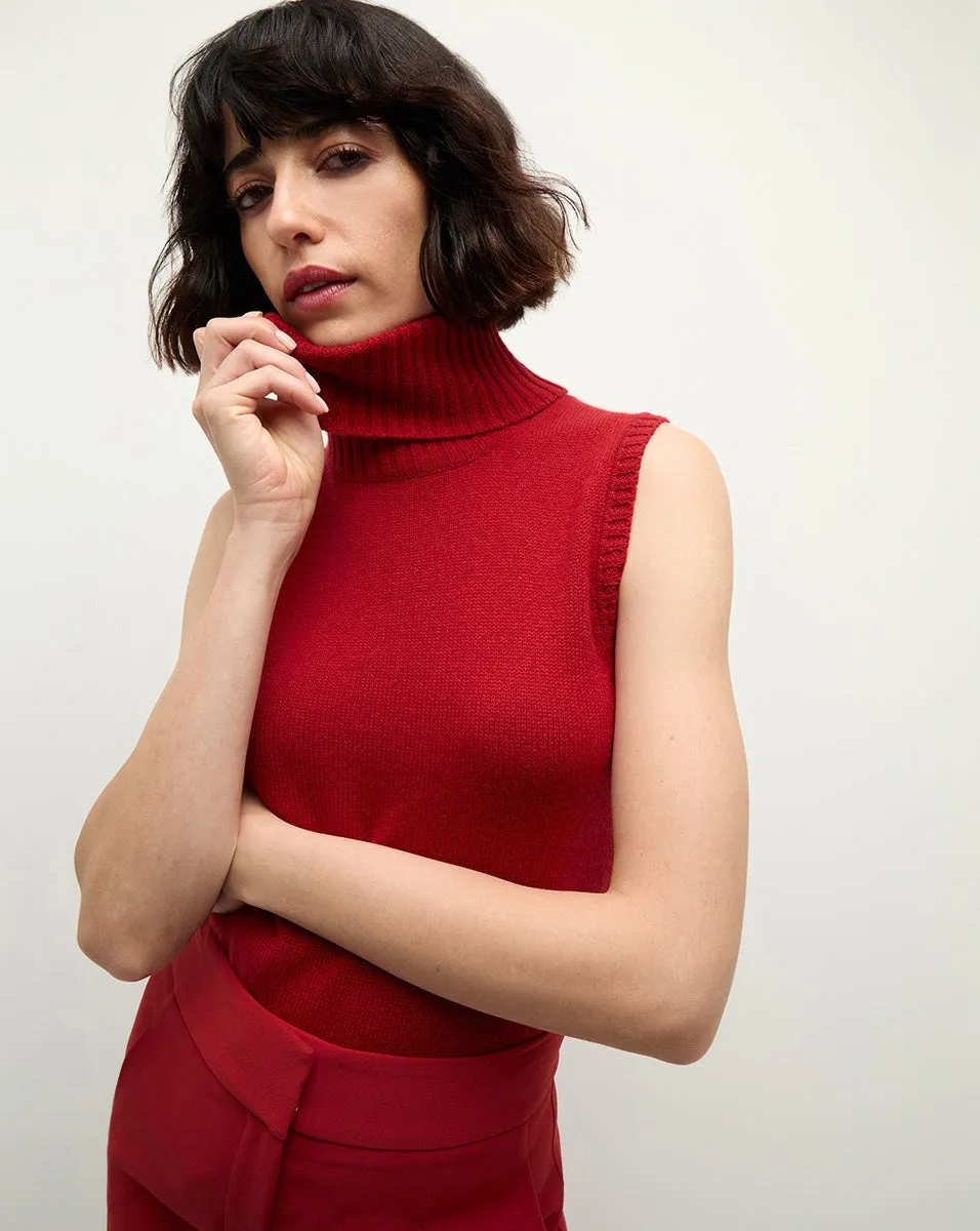 Veronica Beard Mazzy Cashmere Shell in Crimson