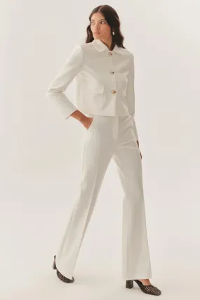 White Classic High-Waist Pants