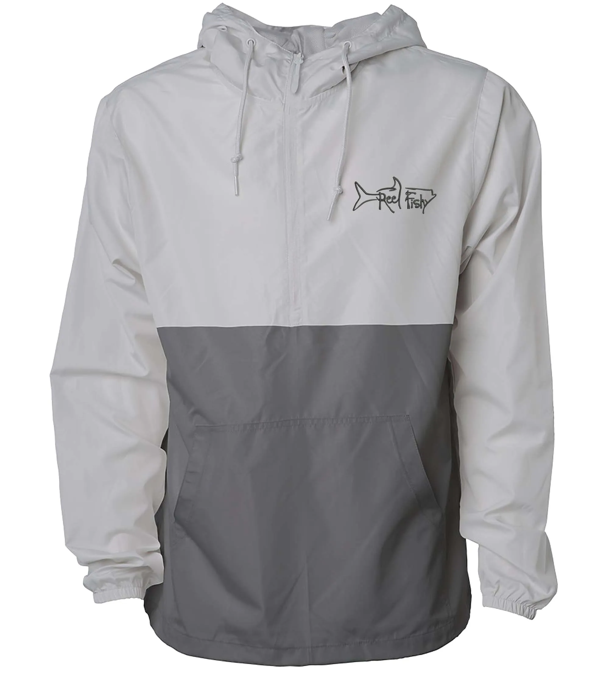 Windbreaker Jacket, Lightweight 1/2-zip Pullover, Water Resistant, Reel Fishy Tarpon logo