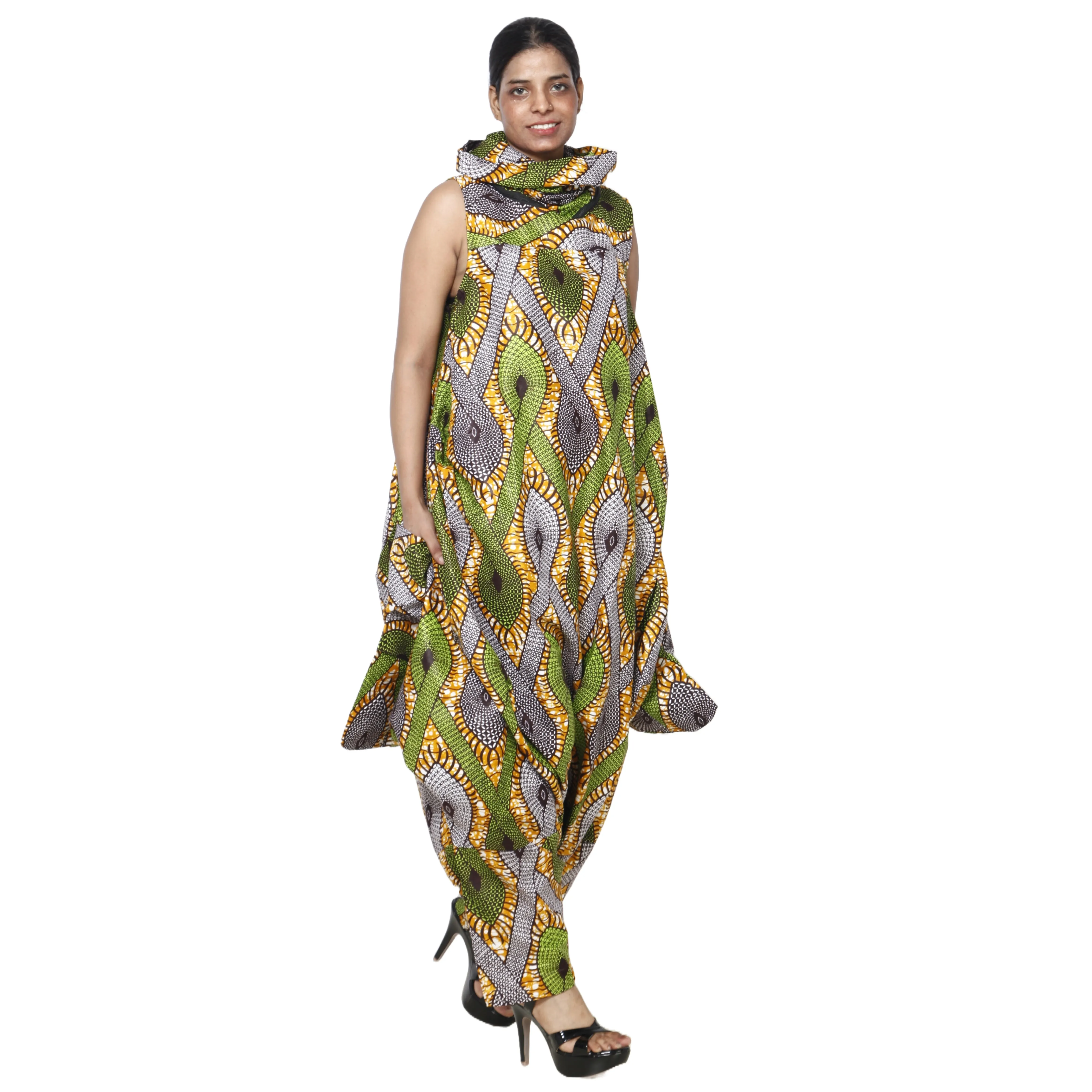 Women's African Printed Romper Style Outfit -- FI-3053P